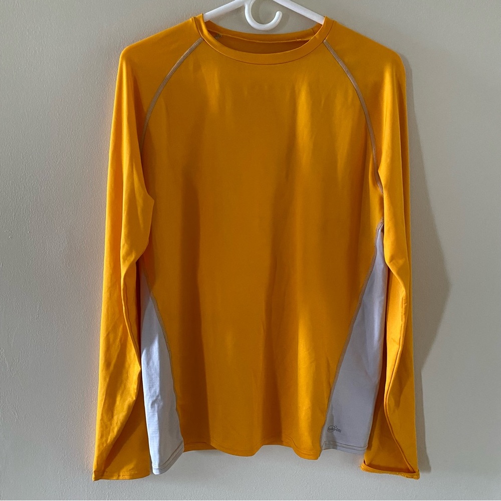 Vintage Fitness Gear Size XL Bright Yellow Activewear Top Hydro-Dri Long Sleeve